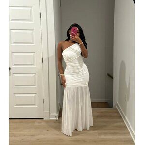 ELLIATT Vienna Ruched One-shoulder Gown in White Size X-Small